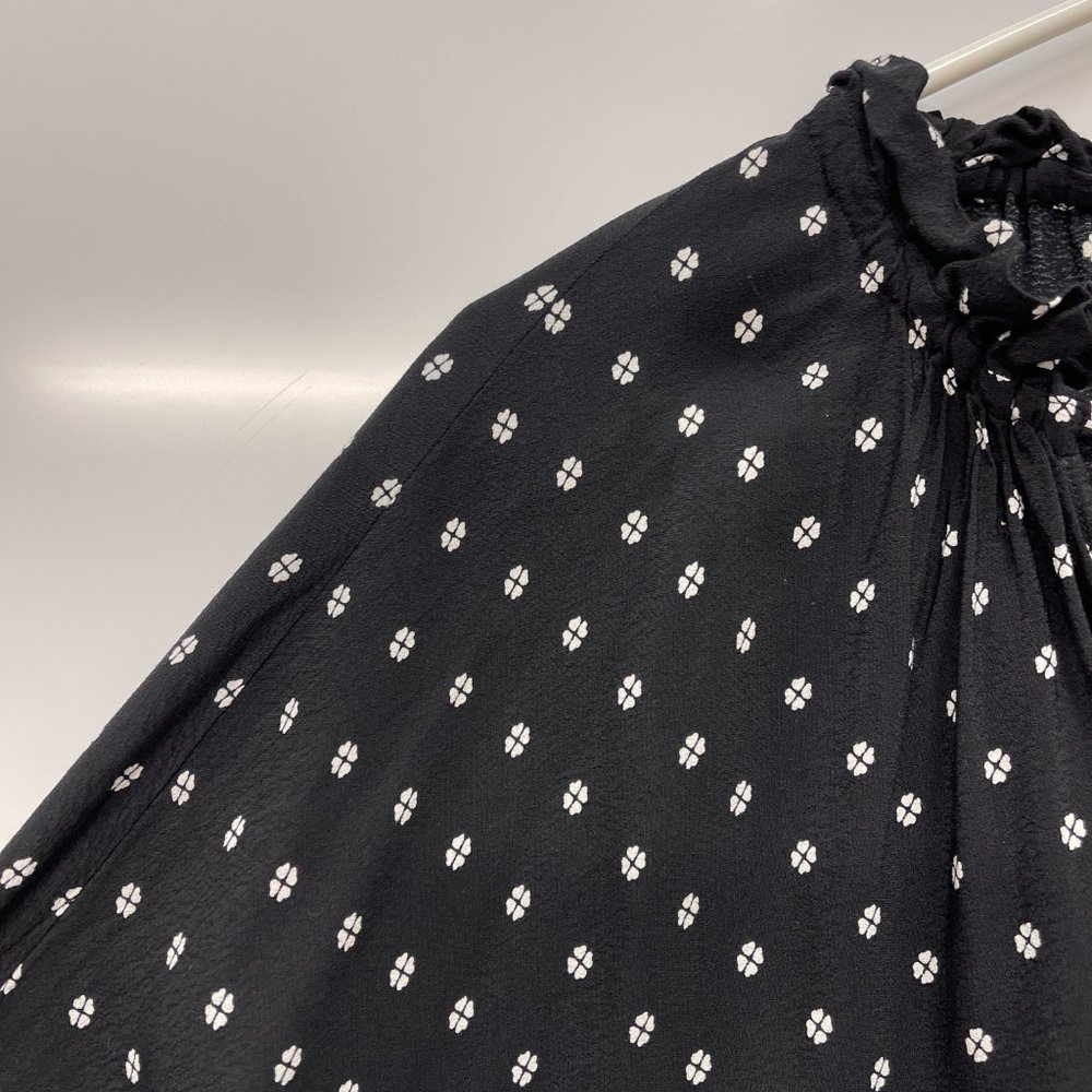 Kate Spade Long sleeve double tie front high low clover heart blouse Sz L - Picture 4 of 7